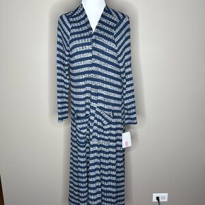 LuLaRoe Sarah womens duster cardigan blue and gray striped size medium.